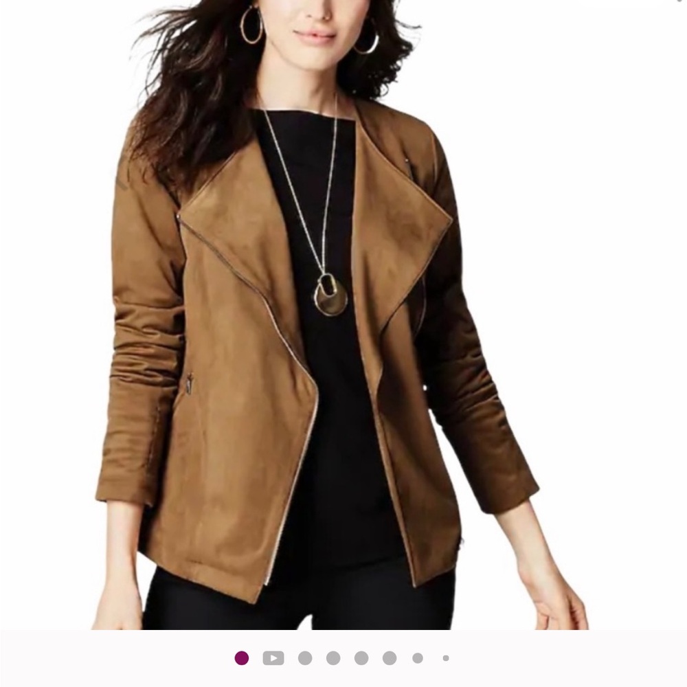 J. Jill Brown asymmetrical faux suede jacket